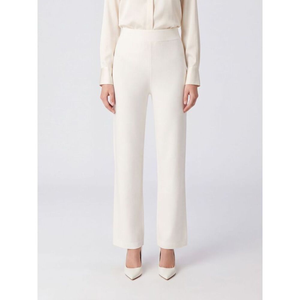 Mm Max Mara Women High-Waisted Straight Leg Viscose Knit Trousers Mm Max Mara